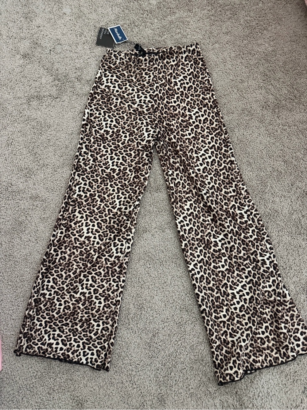 Leopard Print Wide-Leg Women's Pants